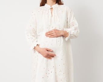 Camisón victoriano, bata para sesión de fotos de maternidad, batista de algodón orgánico