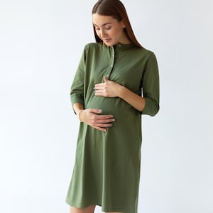 Comfortable Maternity Nightgown with Nursing Buttons – Labor & Delivery Gown