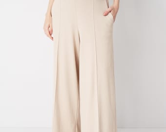 Wide Leg Maternity Palazzo Pants – Soft Cotton Trousers for Pregnancy