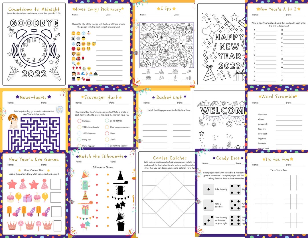 New Year's Fun for Kids: Printable Games to Ring in the New Year - Etsy