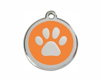 RedDingo hondenpenning met lasergravure - Paw orange