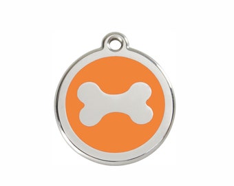 RedDingo dog tag with laser engraving - bone orange