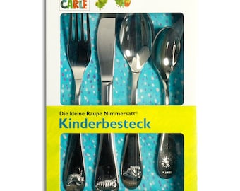 Kinderbesteck RAUPE NIMMERSATT 4-teilig mit Gravur