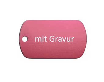 pink Army Tag - dog tag with ball chain and engraved