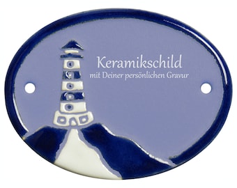 Keramikschild 9,5 x 7 cm - Leuchtturm