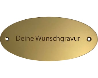 Messingschild 132x58 mm oval - mit persönlicher Gravur