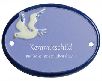 Ceramic sign 9.5 x 7 cm - flying seagull