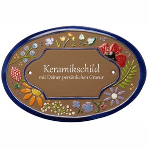 Keramikschild 20,5 x 14 cm - Wildblütendekor
