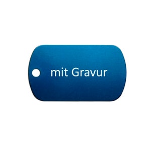 Blue Army Tag dog tag with ball chain and engraving