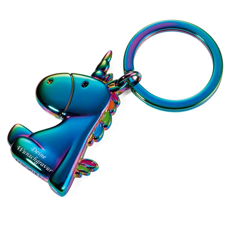 Keychain unicorn rainbow with engraving image 1