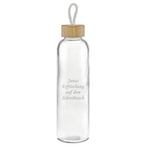 Wasserflasche mit Bambusdeckel (700ml) mit Wunschgravur