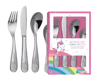 Children's cutlery unicorn 4-piece with engraving