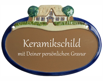 Keramikschild 17 x 12,5 cm - Bauernhaus