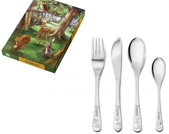 Children's cutlery - forest animals 4 pieces including engraving