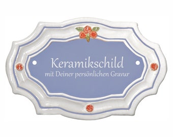 Keramikschild 17,5 x 11,5 cm - Rosen