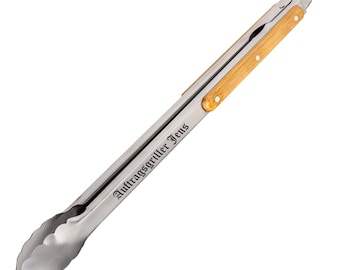 Grillzange (51 cm) mit Holzgriff mit Wunschgravur
