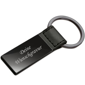 schwarz chromatierter Schlüsselanhänger mit Gravur Bild 1