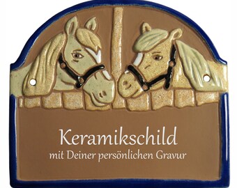 Keramikschild 15,5 x 14 cm - Pferdestall