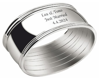 Portatovaglioli ovale argentato con incisione