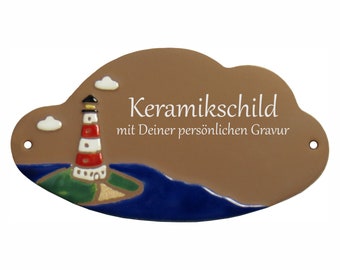 Keramikschild 17,5 x 10 cm - Leuchtturm