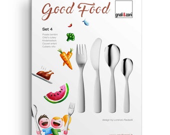 Couverts pour enfants GOOD FOOD 4 pièces avec gravure