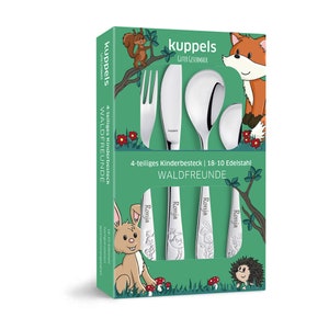 Children's cutlery Forest Friends 4-piece with personal engraving