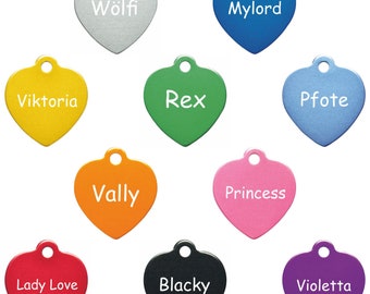 Dog tag HEART BIG en aluminium avec gravure laser individuelle