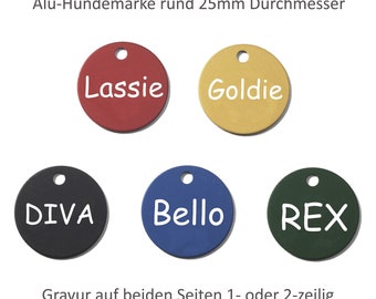 runde Hundemarke aus Aluminium mit beidseitiger Gravur