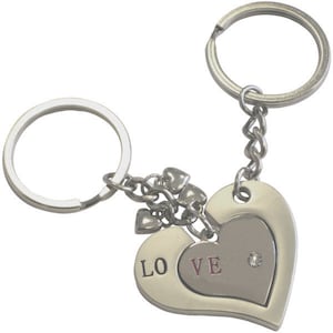 Set: Partner keychain hearts with engraving
