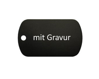 schwarze Army Tag - Erkennungsmarke mit Kugelkette und mit Gravur