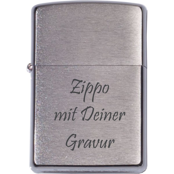 Zippo Chrome Brush mit Gravur