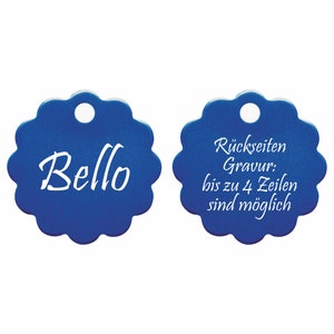 Dog tag FLOWER BIG made of aluminum with individual laser engraving on both sides