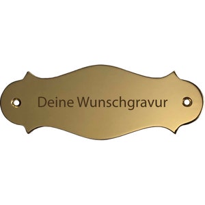 Brass sign 130 x 47 mm curved - with personal engraving