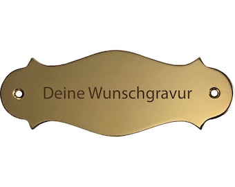 Messingschild 130x47 mm geschwungen - mit persönlicher Gravur