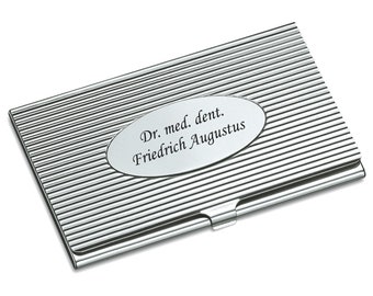 Business card case oval with desired engraving