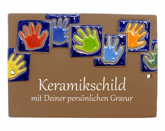 Ceramic sign 15 x 10.5 cm - Sea of Hands