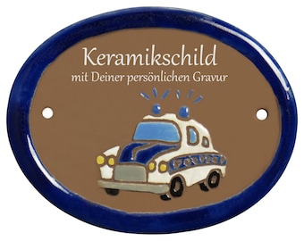 Ceramic sign 11.5 x 9 cm - Police car