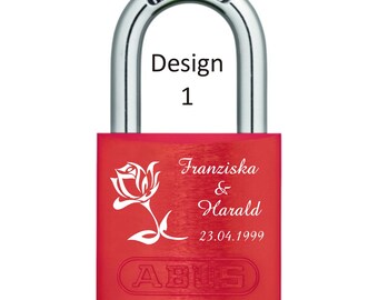 red love lock ABUS with engraving