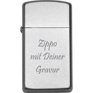 SLIM Zippo Satin Chrome mit Gravur