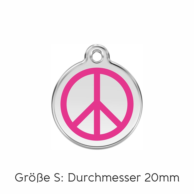 RedDingo Hundemarke mit Lasergravur peace hot pink S (20mm) - 3-zeilig