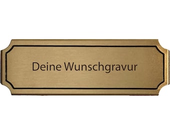 matt satiniertes Messingschild 120x40 mm - ohne Bohrungen - mit persönlicher Gravur