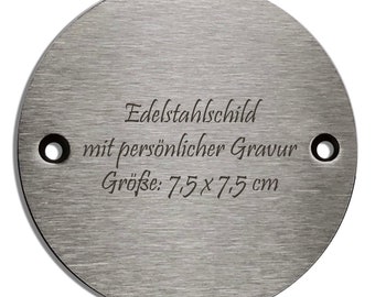 bouclier rond en acier inoxydable de 7,5 cm de diamètre - avec gravure personnelle