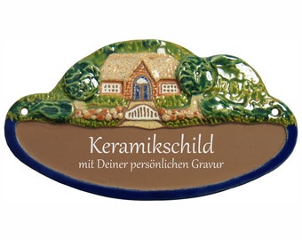 Plaque en céramique 17,5 x 10 cm - maison de campagne