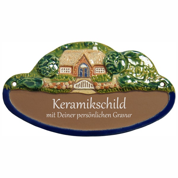 Keramikschild 17,5 x 10 cm - Landhaus