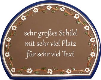 Keramikschild 28,5 x 22,5 cm - Blumenranke