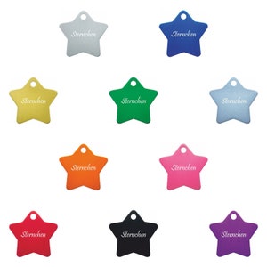 Dog tag STAR SMALL made of aluminum with individual laser engraving