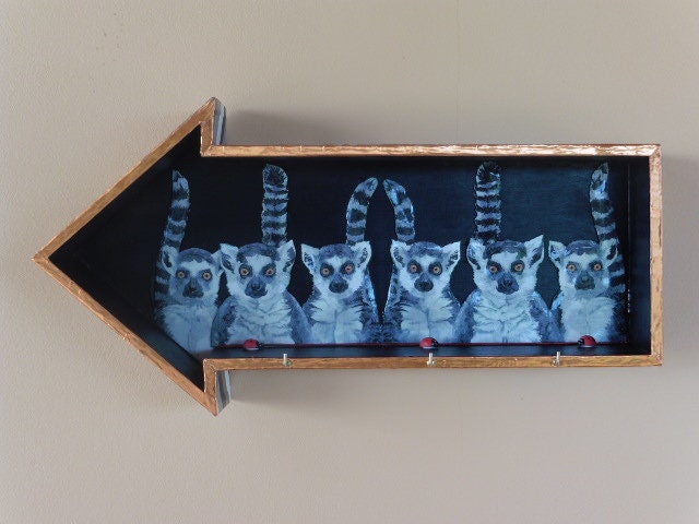 Etagere Porte Clefs Fleche Lemurien 3D Noir Or Blanc Argent