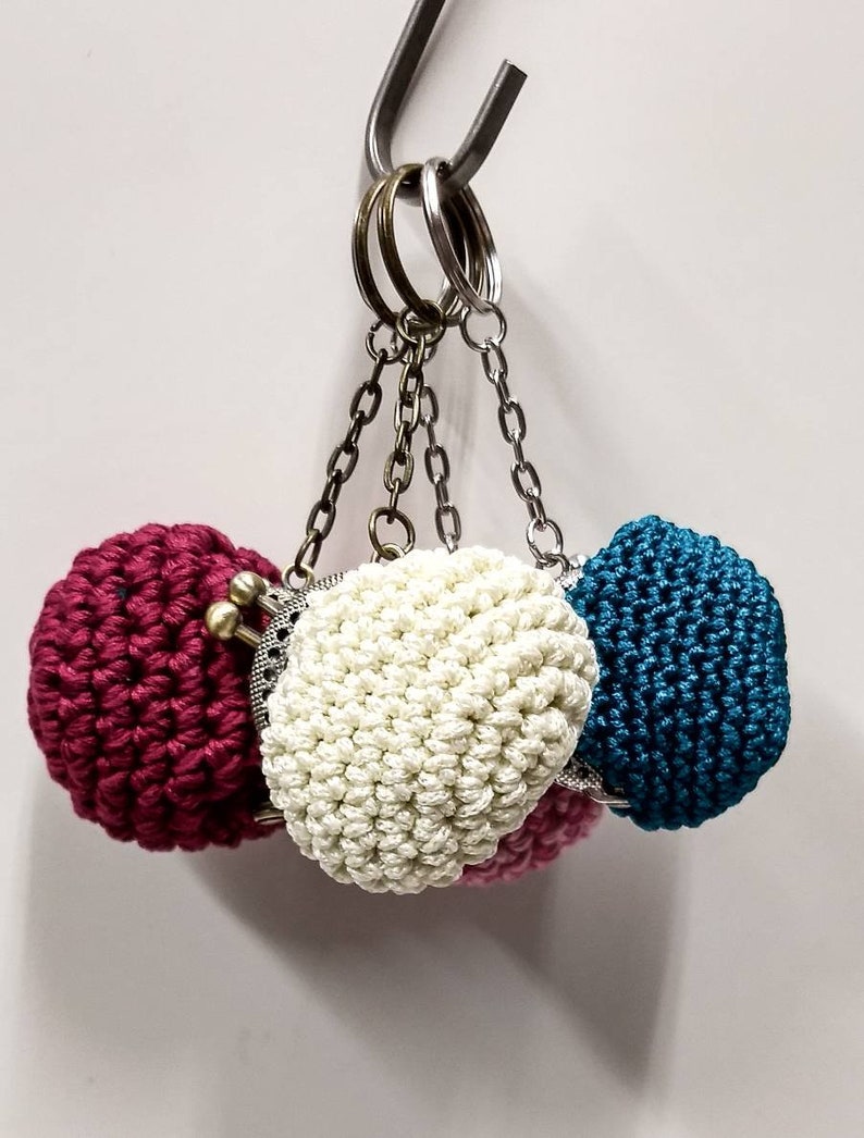 Key Chain Crochet Coin Purse Crochet Keychain Pouch Kiss Etsy