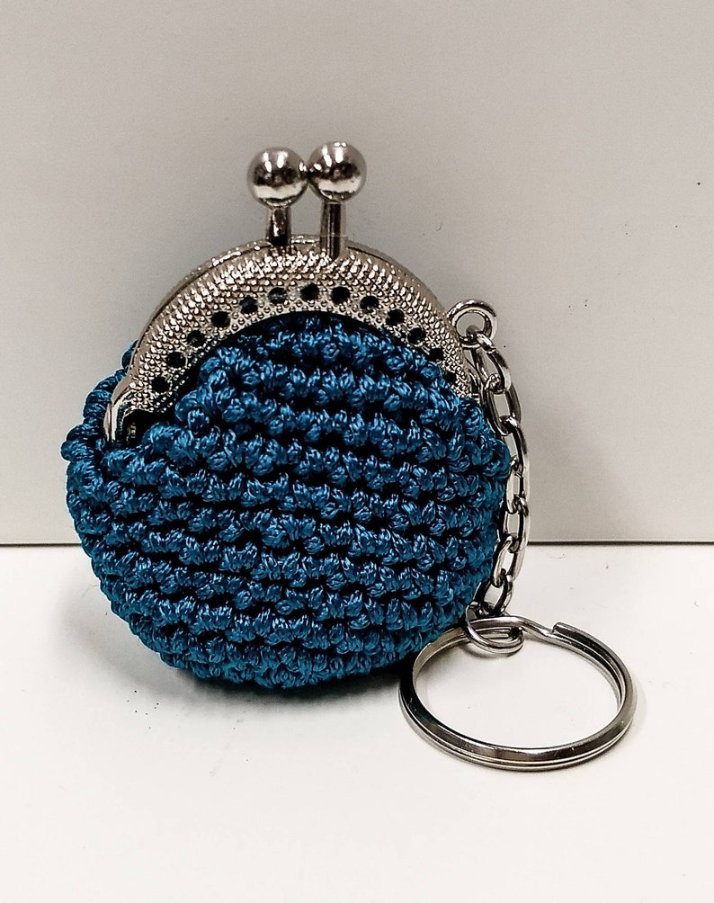 Small coin purse charm Crochet keychain pouch Kiss lock coin Etsy