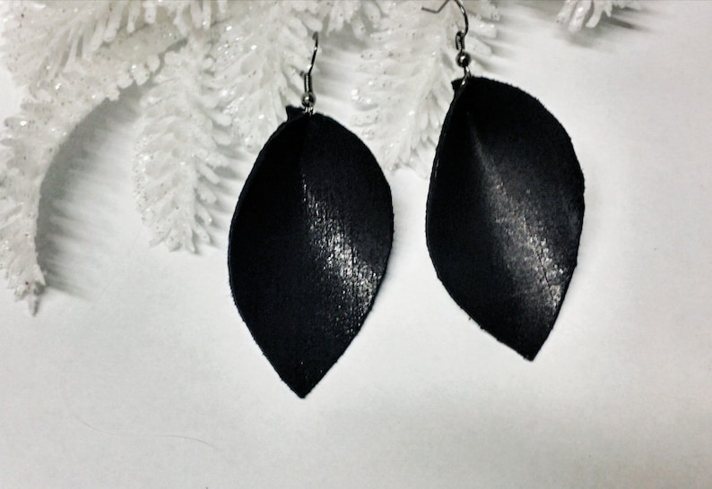 Best birthday gift for new girlfriend Black leather earrings for wife unique gifts for sister in law birthday gift for women boho mother/'s